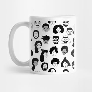 Seamless pattern with man and woman faces Mug